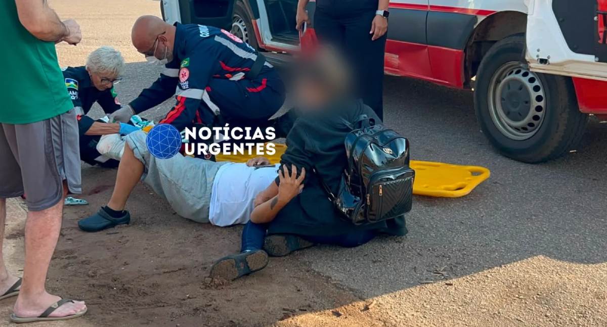 Motociclista sofre fratura exposta em acidente no cruzamento da Avenida Calama em Porto Velho