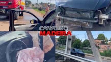 Polo bate em poste na Rua da Beira e motorista foge antes da chegada da PRF