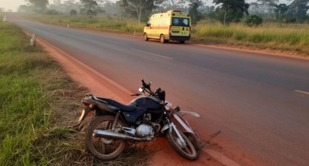 Queda de moto deixa motociclista ferido em zona rural de RO