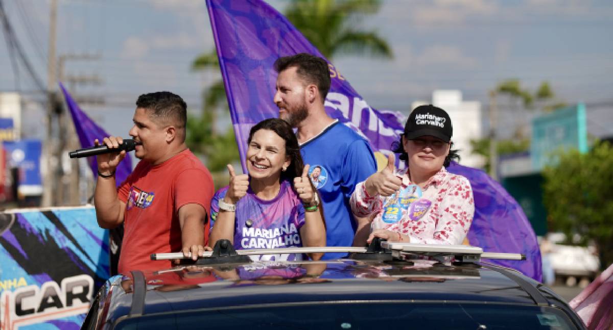 Mariana Carvalho durante agenda de campanha em Vilhena, Rondônia.