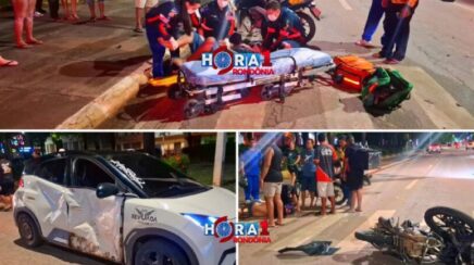 Motoboy fica gravemente ferido em acidente em Porto Velho