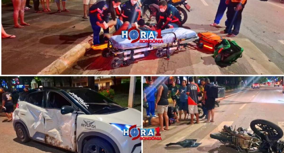 Motoboy fica gravemente ferido em acidente em Porto Velho