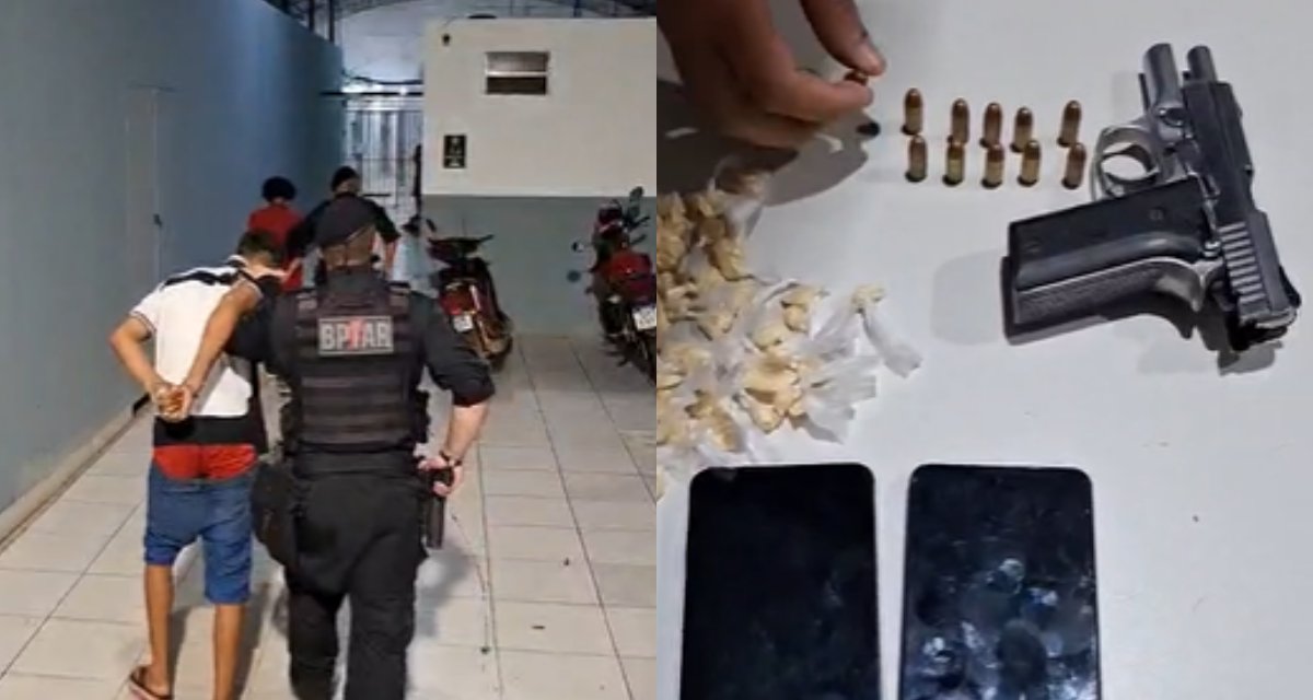 Trio é detido com pistola, munições e drogas em Porto Velho