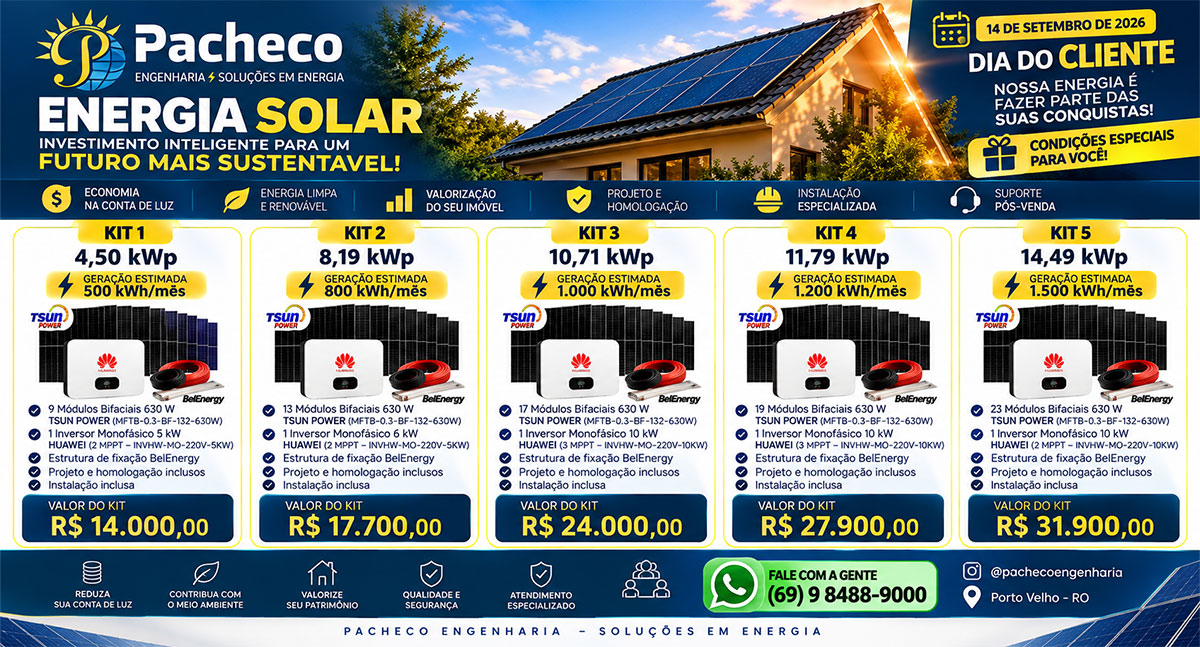 Pacheco Engenharia lança condições especiais em energia solar no Dia do Cliente