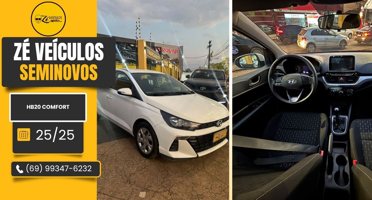 Hyundai HB20 Comfort 2025 Com Apenas 18 Mil Km na Zé Veículos