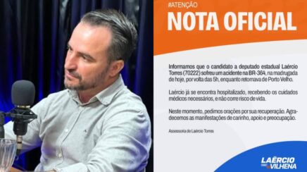 Candidato a Deputado Estadual Laércio Torres sofre acidente na BR-364