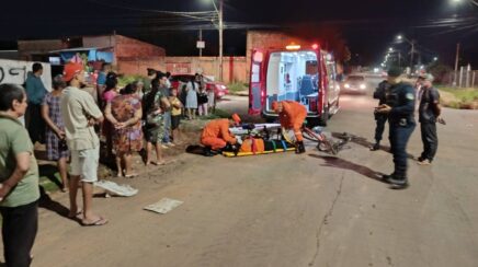 Ciclista fica ferida após colisão com caminhão em cruzamento de RO