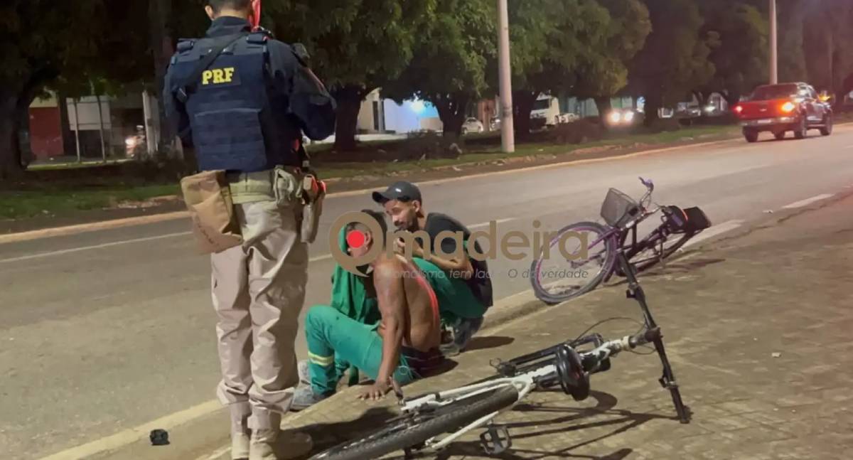 Ciclista fica ferido após ser atingido por moto e arrastado por carro em Porto Velho