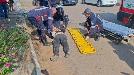 Colisão entre carro e moto deixa motociclista ferido em cruzamento na zona Leste de Porto Velho