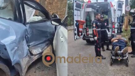 Colisão entre carros deixa motorista ferido no cruzamento das vias Iberê Gomes e Guaporé em Porto Velho
