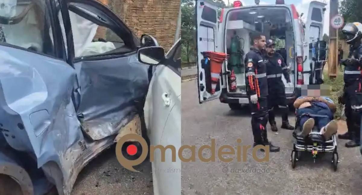 Colisão entre carros deixa motorista ferido no cruzamento das vias Iberê Gomes e Guaporé em Porto Velho