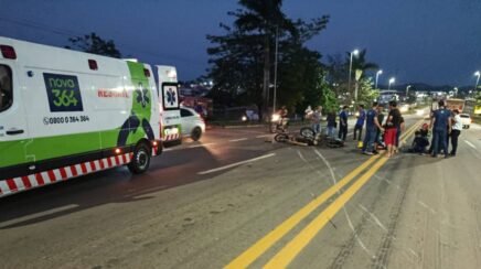 Colisão entre duas motocicletas deixa ferido e mobiliza resgate na BR-364