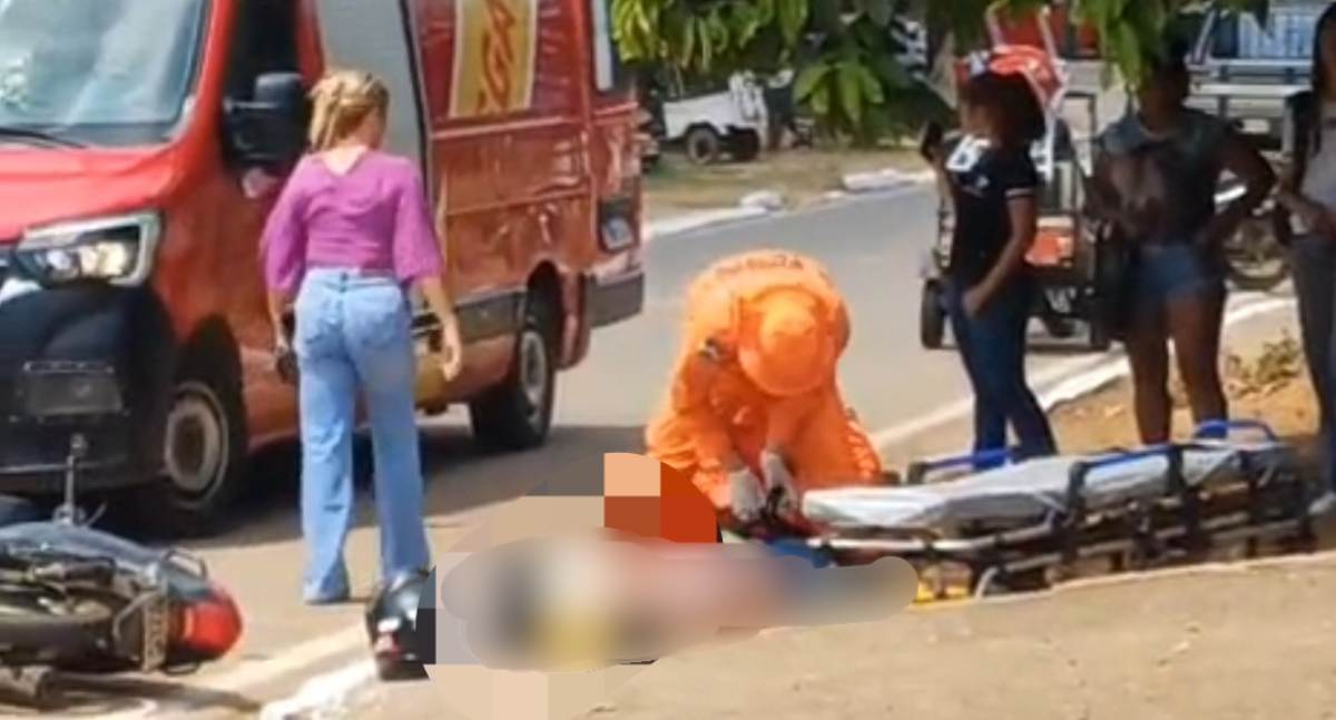 Colisão entre moto Honda Biz e Fiat Uno deixa motociclista ferida no Setor 06