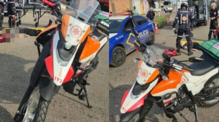 Colisão entre motocicleta e bicicleta elétrica deixa grávida ferida na zona Sul de Porto Velho