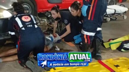 Colisão entre motocicletas deixa dois condutores feridos na Avenida Edson Lima do Nascimento em RO