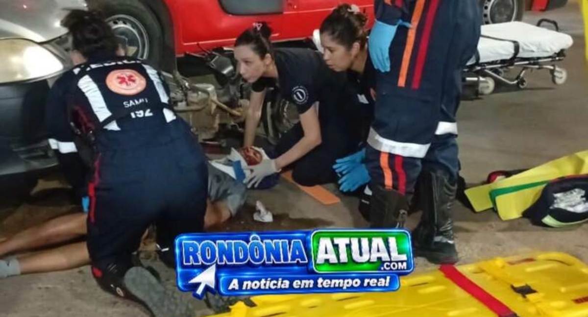 Colisão entre motocicletas deixa dois condutores feridos na Avenida Edson Lima do Nascimento em RO