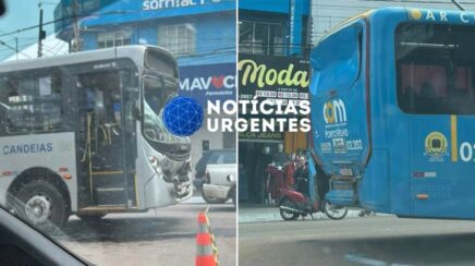 Colisão traseira entre ônibus de transporte coletivo deixa motorista ferido na região central de Porto Velho