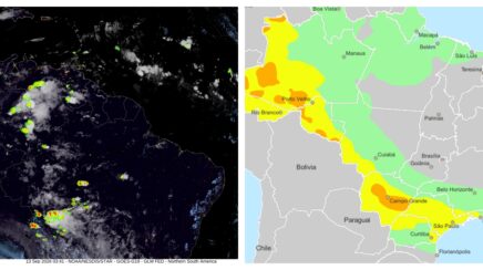 Satélite mostra áreas de instabilidade em Rondônia durante período de previsão de chuva intensa