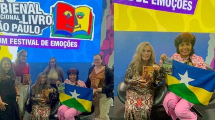 Escritoras de Rondônia entregam coletânea “Porto Velho em Poesia” à atriz e escritora Bruna Lombardi na Bienal Internacional de São Paulo