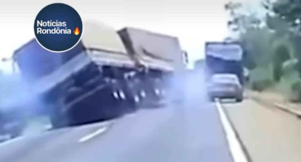 Grave acidente entre cinco veículos deixa trânsito bloqueado e caminhão tombado na BR-364 em Rondônia