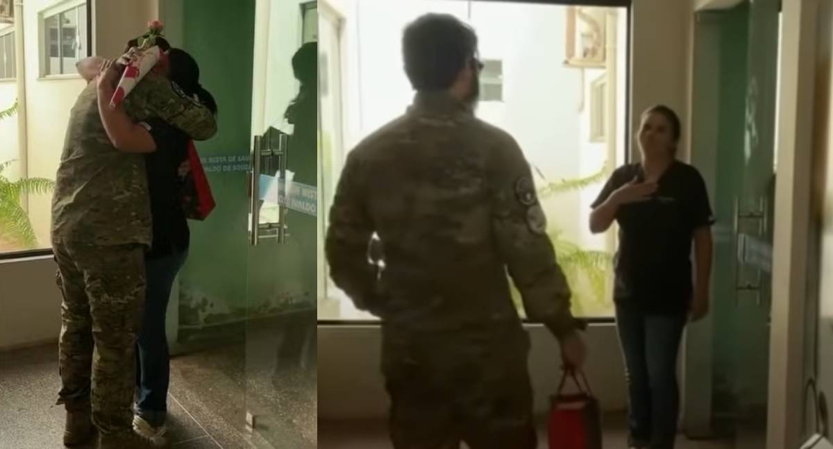 Morador de Rondônia surpreende esposa médica após voltar da guerra da Ucrânia