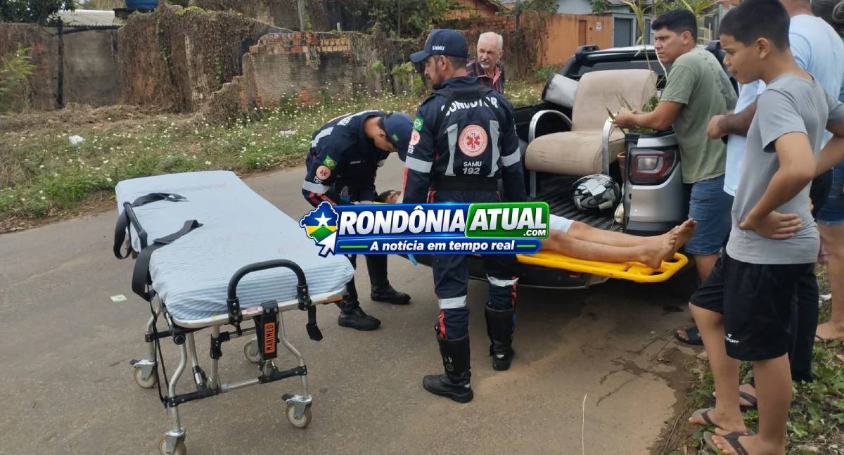 Motociclista é lançado para dentro de carroceria após veículo invadir preferencial em RO