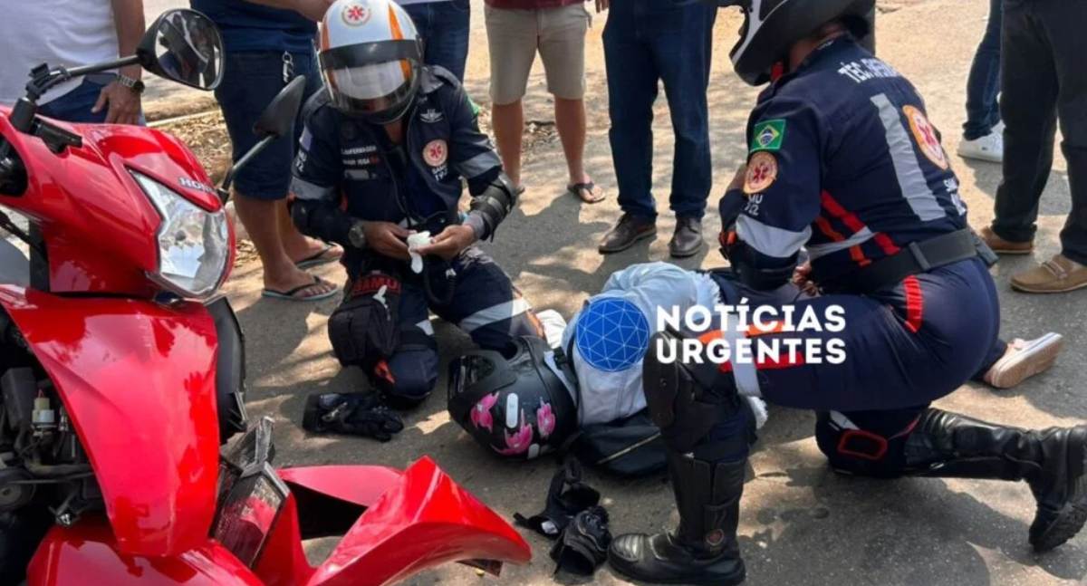 Motociclista fica ferida após colisão com automóvel em cruzamento na zona leste de Porto Velho