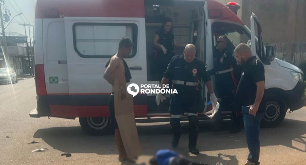 Motociclista fica ferido após colisão com caminhonete em cruzamento da zona leste de Porto Velho