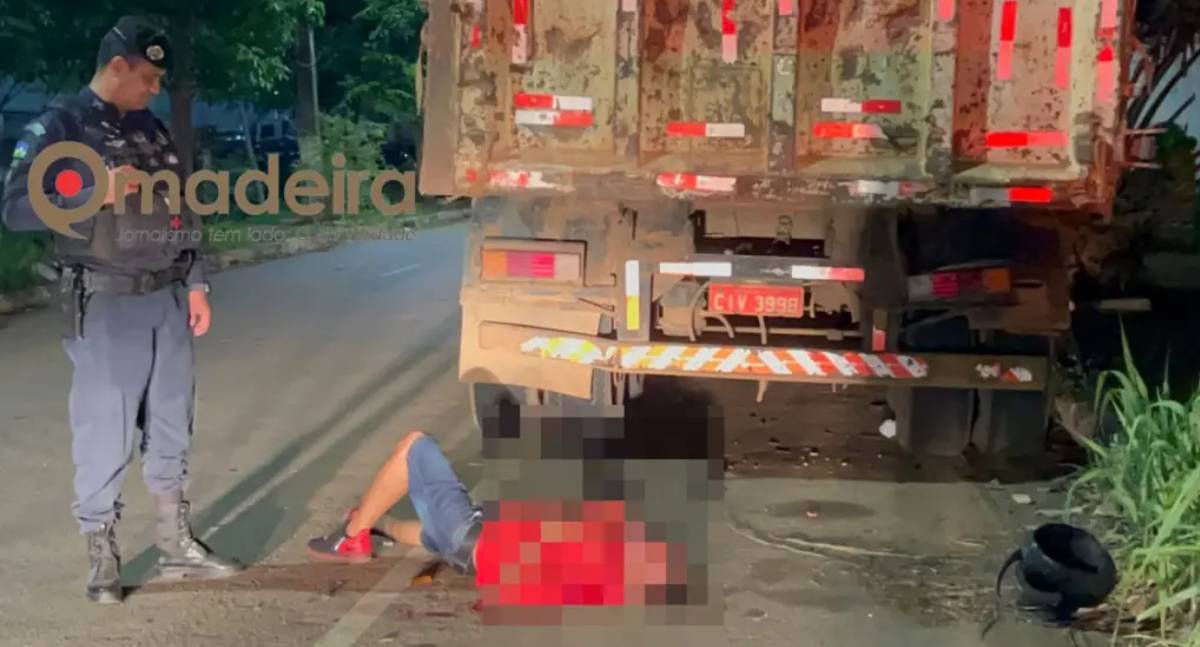 Motociclista sofre ferimentos graves após colidir com caçamba estacionada em Porto Velho