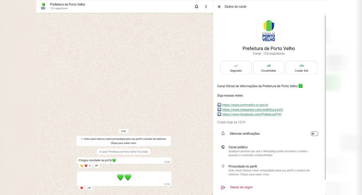 Prefeitura de Porto Velho amplia acesso a informações pelo WhatsApp