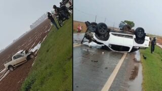 Acidente frontal entre duas caminhonetes deixa uma pessoa morta na BR-174, em Vilhena