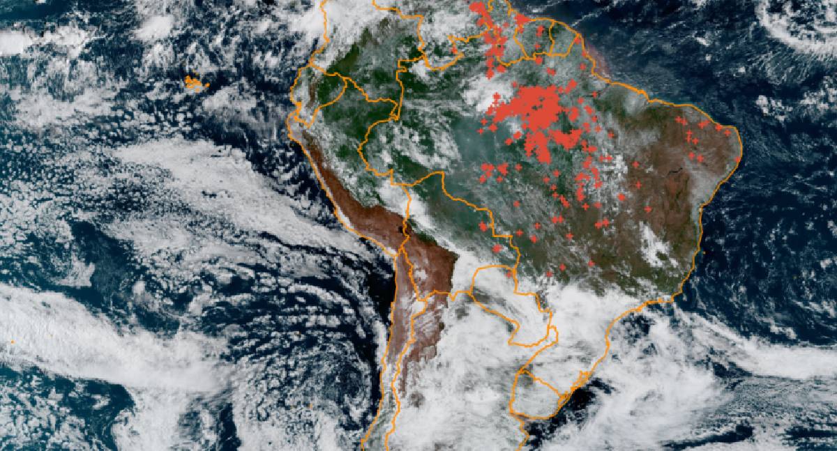 Imagem do GOES-19 indica possível avanço de fumaça sobre Rondônia; Amazonas e Pará entram no monitoramento