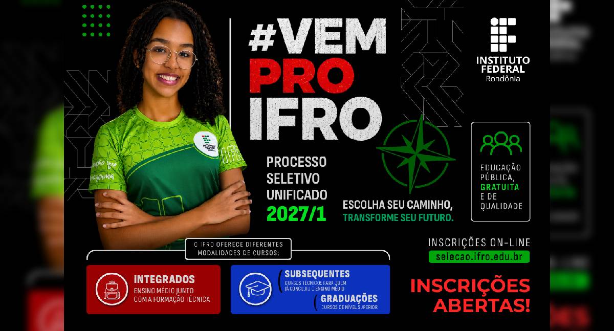 IFRO oferece 2 mil vagas em cursos técnicos; inscrições terminam domingo