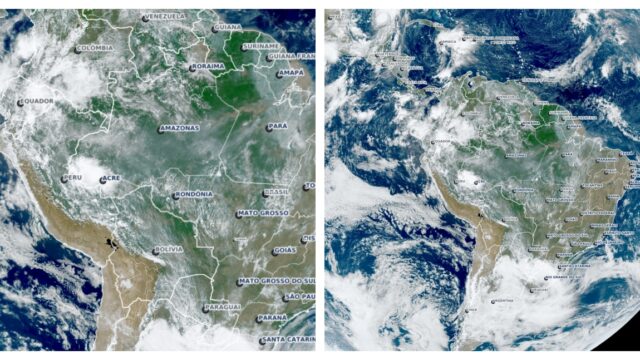GOES-16 aponta avanço de nebulosidade e reforça alerta para chuvas em Rondônia