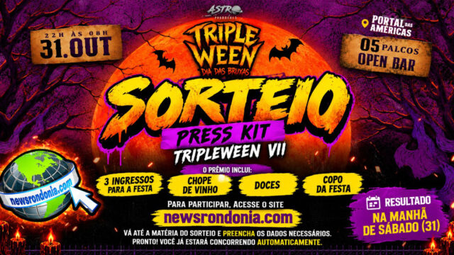 News Rondônia sorteia press kit da Tripleween VII com três ingressos e brindes especiais