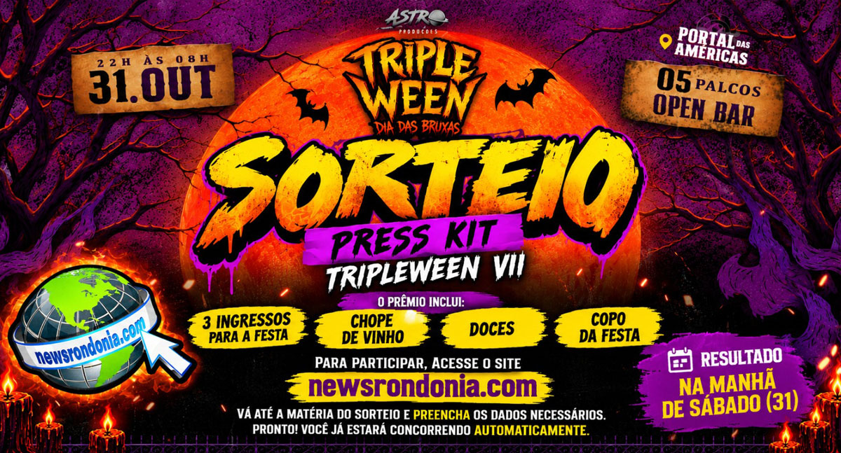 News Rondônia sorteia press kit da Tripleween VII com três ingressos e brindes especiais