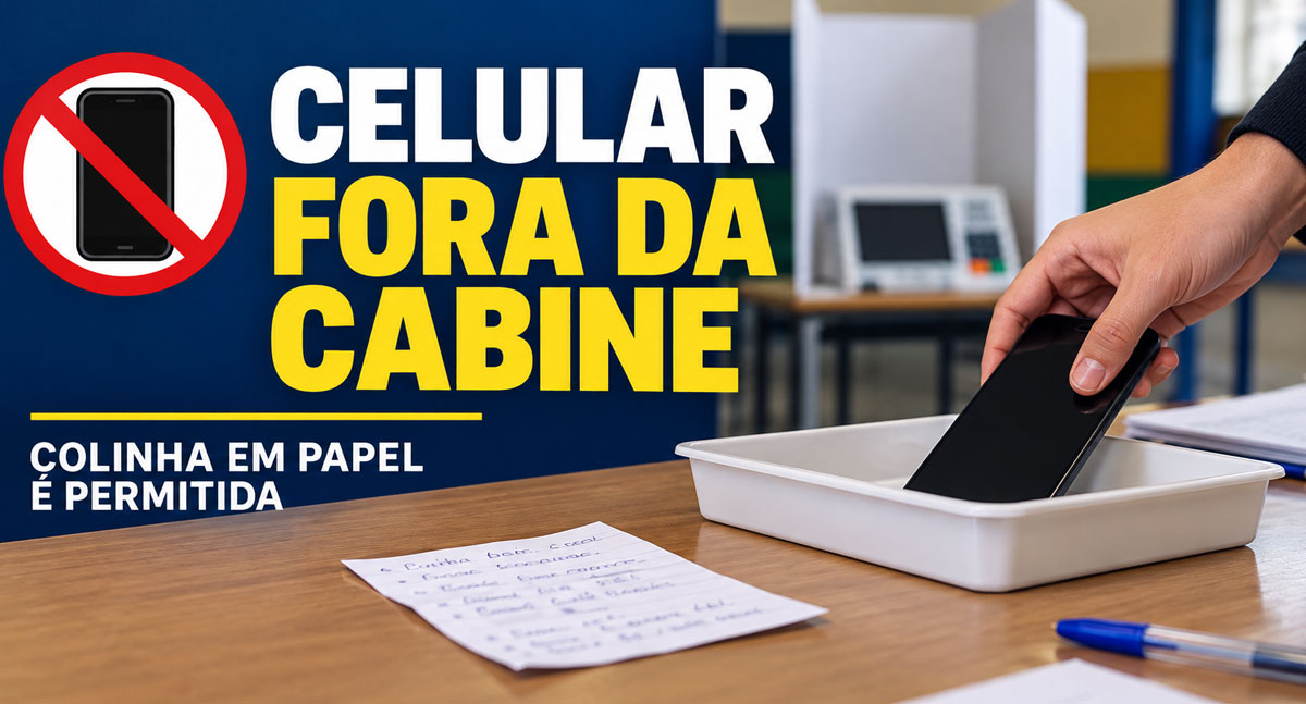 Cabine de votação: colinha pode, celular não