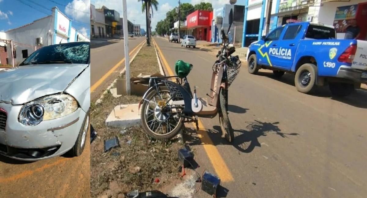 Colisão entre bicicleta elétrica e carro deixa homem gravemente ferido em RO