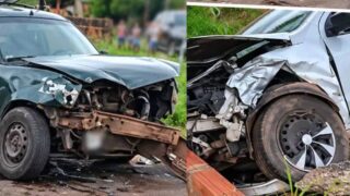 Colisão entre caminhonete e automóvel deixa feridos em Rondônia