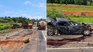 Colisão entre carro e carreta deixa três feridos na BR-364 em Rondônia