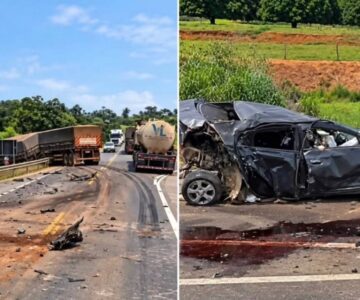 Colisão entre carro e carreta deixa três feridos na BR-364 em Rondônia