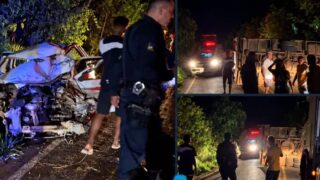 Colisão entre Fiat Uno e caminhão deixa idosa e criança feridas na RO-010