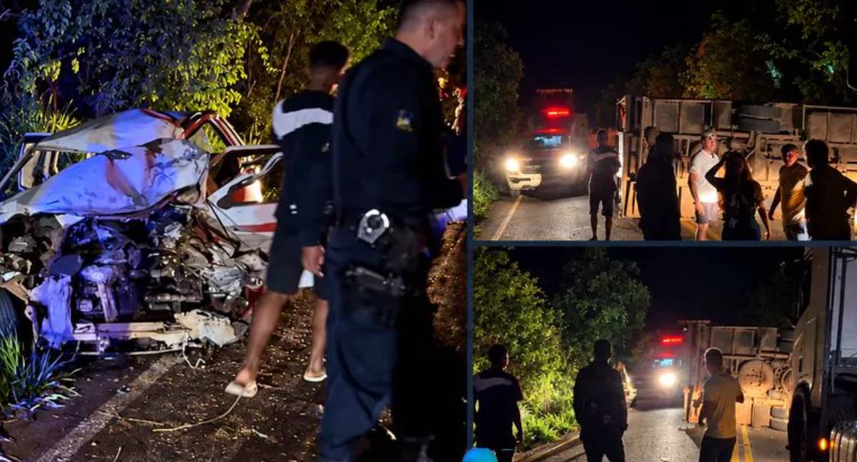 Colisão entre Fiat Uno e caminhão deixa idosa e criança feridas na RO-010