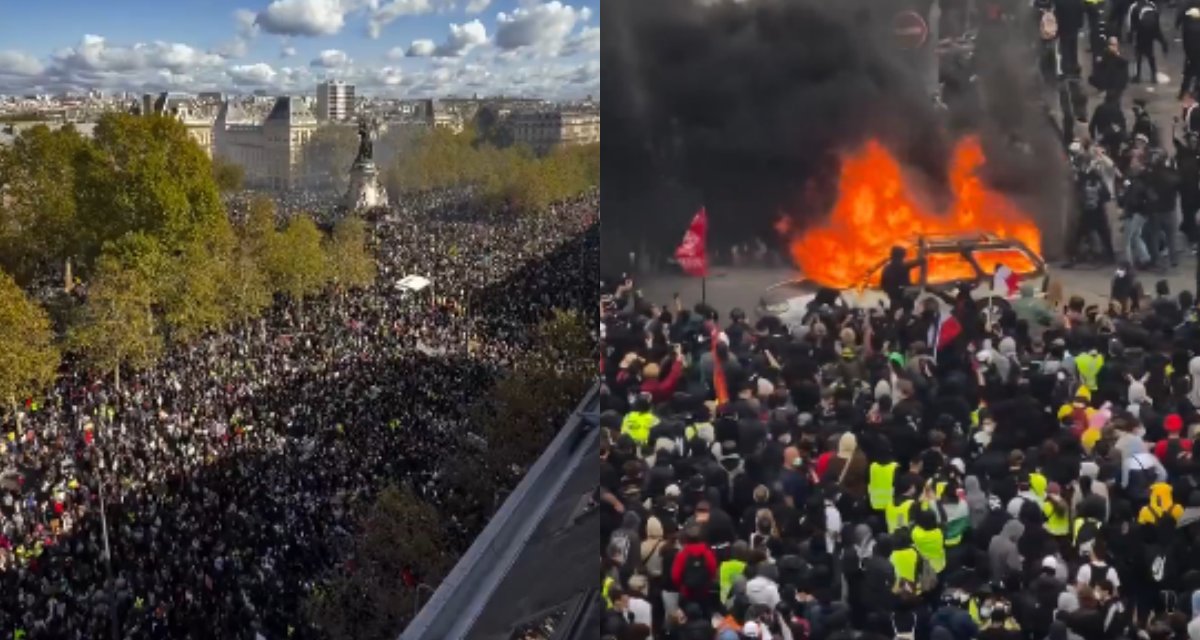 FRANÇA EM TENSÃO! França registra onda de manifestações contra alto custo de vida e problemas nos serviços públicos