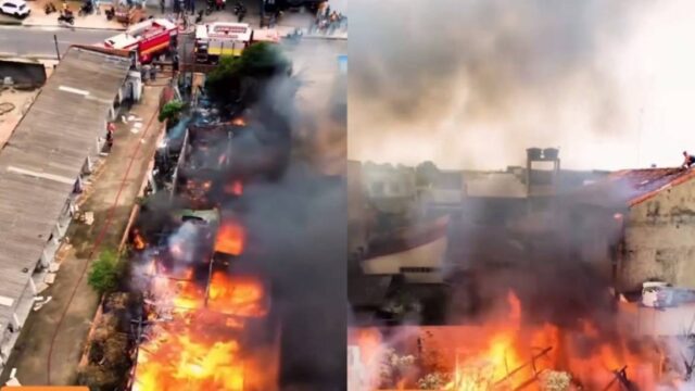 Incêndio de grandes proporções destrói residência e atinge veículo em Rondônia