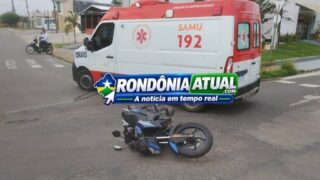 Motociclista fica ferida em colisão contra automóvel em rotatória de RO