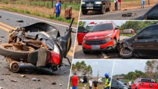 Motociclista fica gravemente ferida após colisão frontal com caminhonete na BR-364