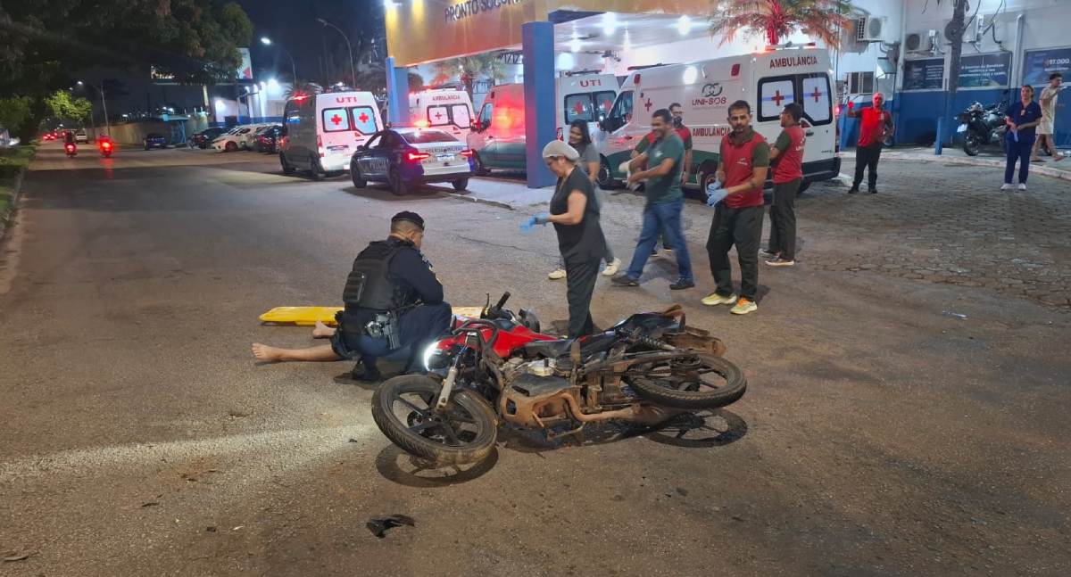 Motociclista fica gravemente ferido ao colidir com carro na Avenida Campos Sales em Porto Velho