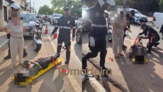 Mulher fica ferida após colisão entre moto elétrica e carro no bairro Costa e Silva em Porto Velho