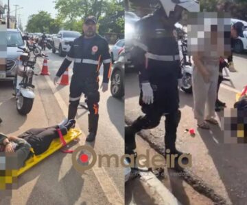 Mulher fica ferida após colisão entre moto elétrica e carro no bairro Costa e Silva em Porto Velho